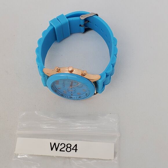 38MM Watch Women Blue Dial Blue Plastic Band Straps New Battery - Picture 13 of 13